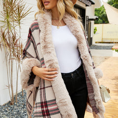 Fringe Cardigan Plaid Shawl Sweater Dress