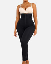 Patchwork Waistband Hook And Zipper Closure Tummy Control Booty Shaping Leggings