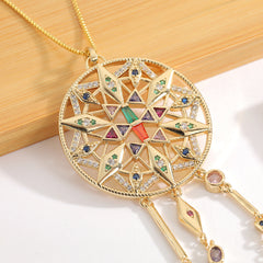 Necklace Round Hollow Star Pendant Net Celebrity