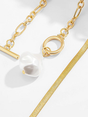Fashion Hip-Hop OT Buckle Flat Ssnake Bone Necklace