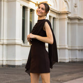 Solid-Colored Ribbon Womens Dress