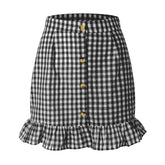 Plaid Lotus Leaf Skirt High Waist