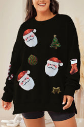 Christmas Sequined Top Loose Casual Long Sleeves Sweater