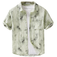 Cool Linen Printed Simple Short Sleeve Shirt