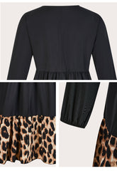 Plus Leopard Print Tunic Midi Shirt Dress