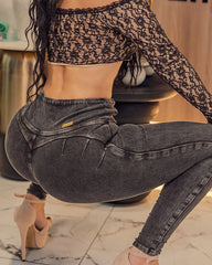 High-Stretch Slim-Fit Hip-Lifting Jeans
