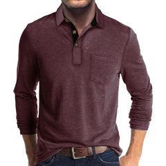 Mens Long-sleeve Lapel T-shirt Base Layer Top