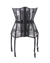 Lacing Corset Top Satin Floral Boned Overbust Body Shaper Bustier