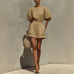 Puff-Sleeve Casual Comfortable Set