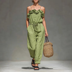 Off-Shoulder Ruffled Wide-Leg Jumpsuit
