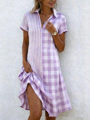 Bohemian 3D Printed V-Neck Short-Sleeve Maxi Dress