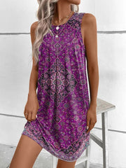 Sleeveless Dress Boho Floral Print Casual Loose Sundress Beach Mini Dress