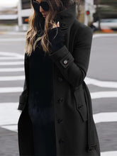 Woolen Coat Slim Fit Cardigan Large Coat Long Sleeve Single Breasted Stand Collar Woolen Coat