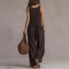 Loose V-Neck Sleeveless Wide-Leg Jumpsuit