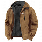 Hooded Coat With Pockets Warm Fleece Zip-up Jacket Casual Outwear Men's Clothing