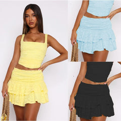 Solid Color Lace Skirt