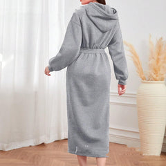 Slit Drawstring Mid-length Sweater Dress