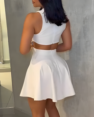 Fashionable Lapel Slimming Cutout Dress