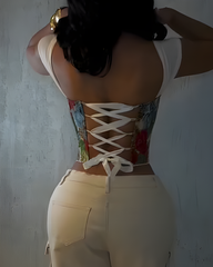 Bandeau Tie Back Slim Fit Corset Top