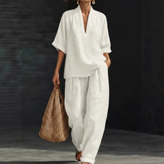Casual Simple Linen Two-Piece Set