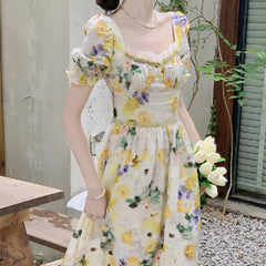 Yellow Floral Dress For In Summer