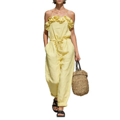 Off-Shoulder Ruffled Wide-Leg Jumpsuit