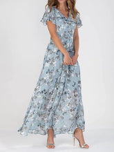Flowers Print Short Sleeve Dress Ruffle Beach Dresses Clothing