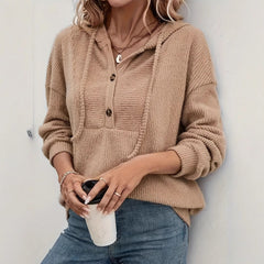Fall Hooded Sunken Stripe Long-sleeved Sweater