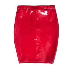 PU Leather High Waist Zipper Elastic Skirt