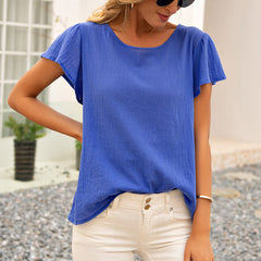 Lotus Leaf Sleeve Hollow Bow Knot Backless Top Women