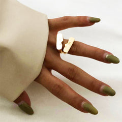 Abstract Face Pair Minimalist Ring Set - Silver or Gold