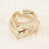 Abstract Face Pair Minimalist Ring Set - Silver or Gold