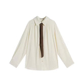 Adily Casual Tie Shirt Blouse