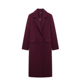 Aideen Burgundy Woolen Maxi Coat