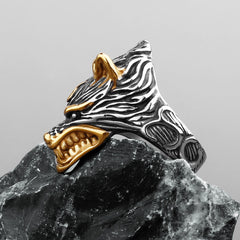 Barking Wolf Head Ring