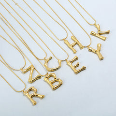 Big Metal Bamboo Alphabet Necklaces