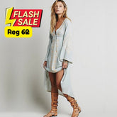 Boho Embroidery Folk Dress - Light Blue S - SALE