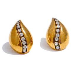 Elegant CZ Water Drop 18k Gold Plated Stud Earrings