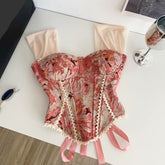 Camila Floral Lace-Up Corset Top