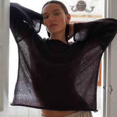 Carina Loose Long Sleeve Mesh Sweater
