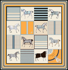 Classic Horse Prints Square Silk Scarf, 90cm