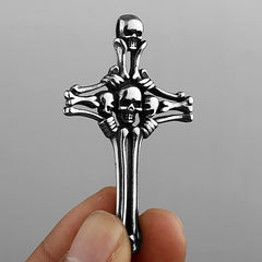 Cross Skeleton Head Bone Necklace