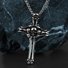 Cross Skeleton Head Bone Necklace