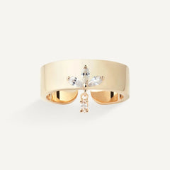 Crystal Leave Zirconia Sterling Silver Band Rings