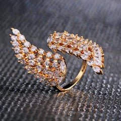 Crystal Angel Feather Wing Cocktail Rings - 2 Colors