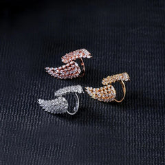 Crystal Angel Feather Wing Cocktail Rings - 2 Colors