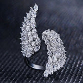 Crystal Angel Feather Wing Cocktail Rings - 2 Colors
