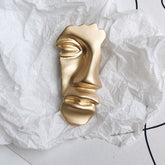 Face Abstract Gold Metal Brooch