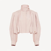 Faith Pleated Cropped Moto Jumper Jacket