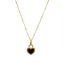 Gia B/W Double Sided Heart Pendant Necklace